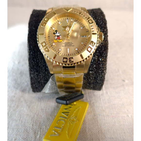 NWT Invicta Disney Limited Edition Mickey Mouse Men’s Automatic 40mm Gold Watch - Picture 3 of 13